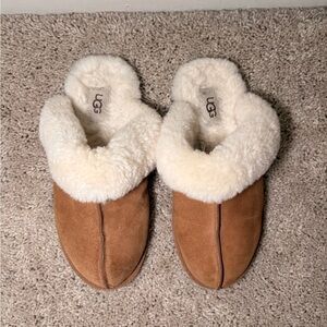 UGG Brown and Cream Shearling Slippers